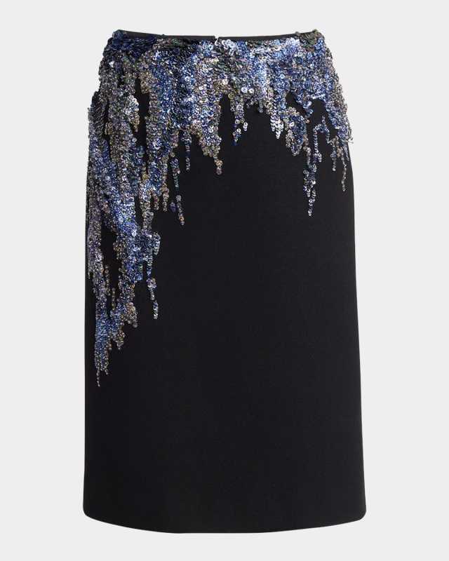Samba Sequin Embroidered Crepe Skirt